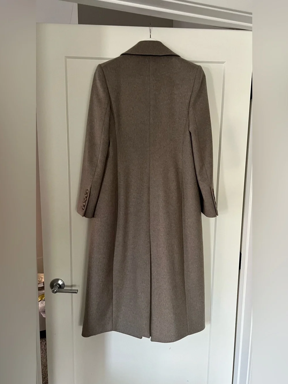 Veronica Beard Double-Breasted Long Trench Coat in Taupe Brown - Picture 7 of 15